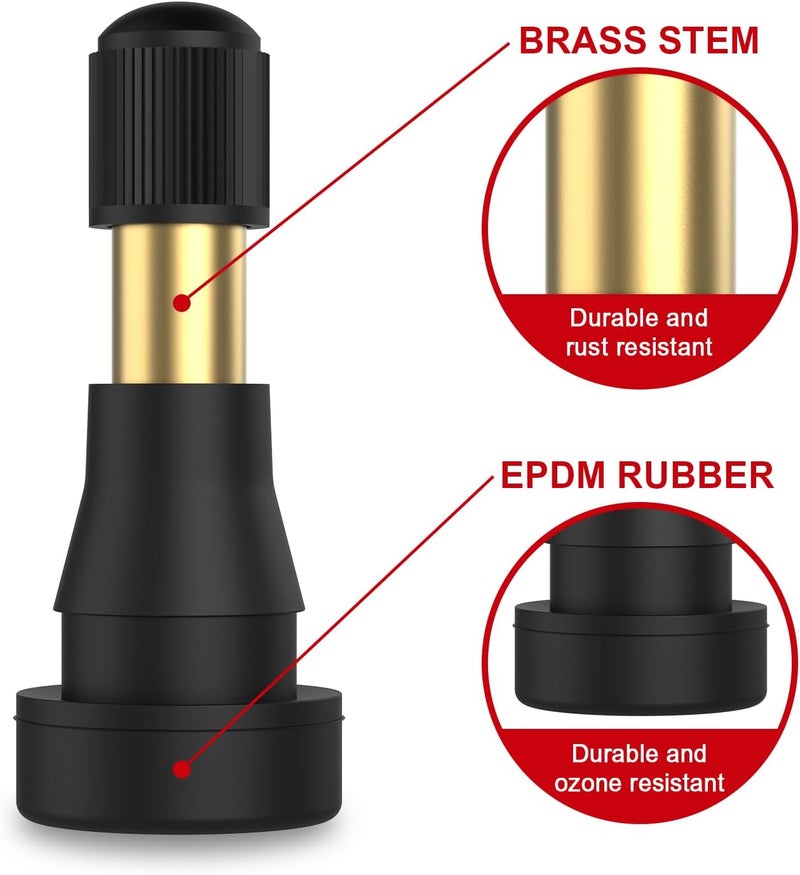 SUN SOUL TR600HP High Pressure Brass Stem EPDM Rubber Snap-in Tire Valves, Fit for 0.453 inch 11.5mm Rim Holes and for Most of Pick-up, Heavy-Duty Vehicles, Pack of 5pcs Valves - Image 3
